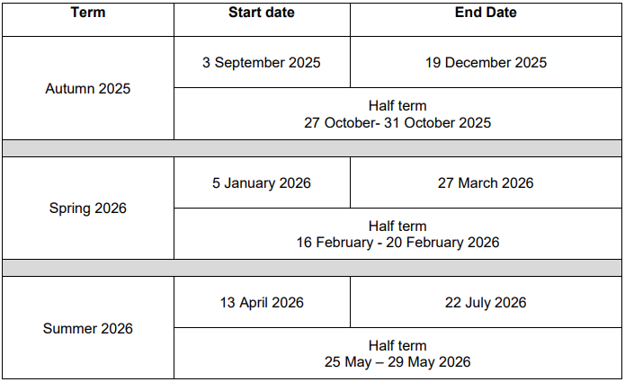 2025-2026 Term Dates